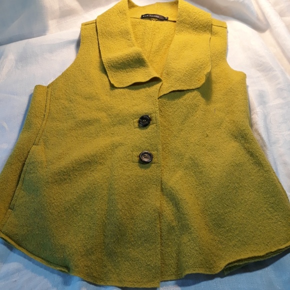 CUT LOOSE LIME GREEN WOOL  VEST - Picture 2 of 8